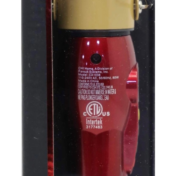 Chi Air Ca1038 Texture Tourmaline Ceramic Curling Iron 1 1/2 Inch, , Fire Red - Picture 4 of 9